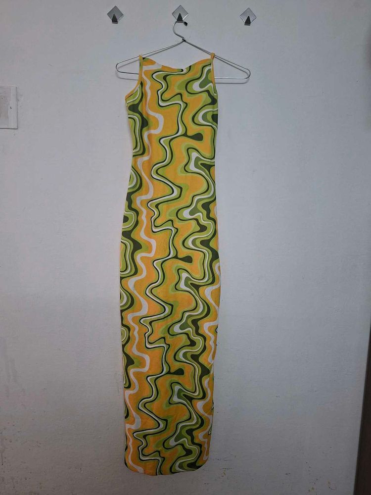 Retro Swirl Print Maxi Dress