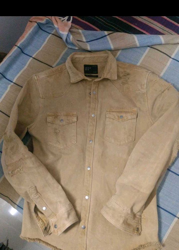 Distressed Tan Western Shirt