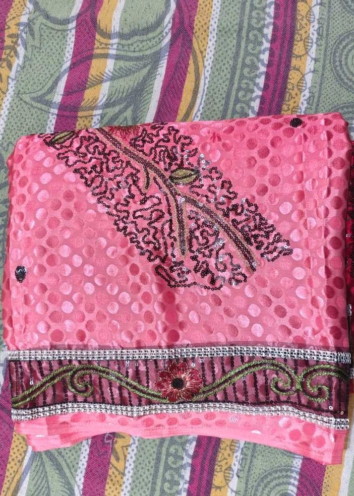 Designer Pink Saree with Sequins