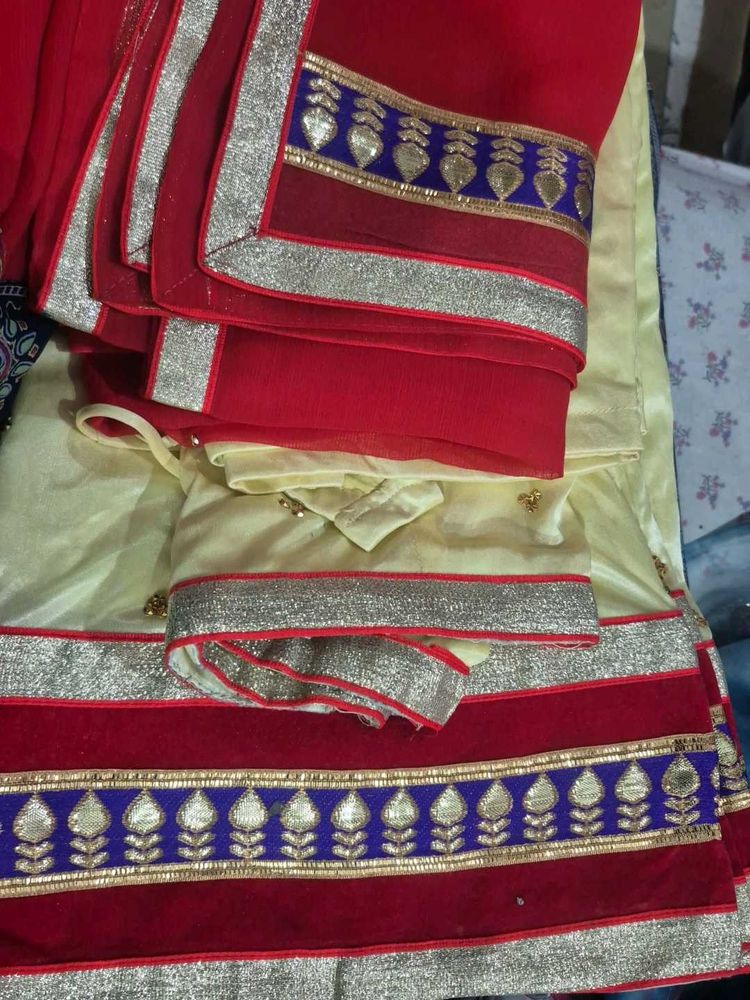 Elegant Red &amp; Yellow lehenga choli with Embellishm