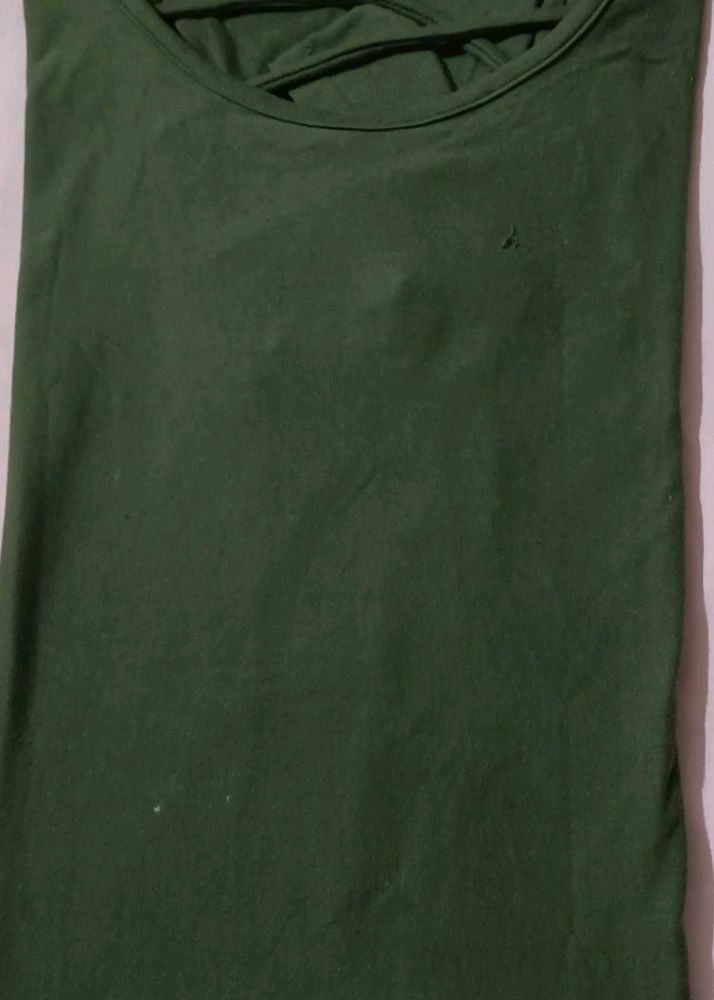 Solid Green Criss-Cross Neck Tunic