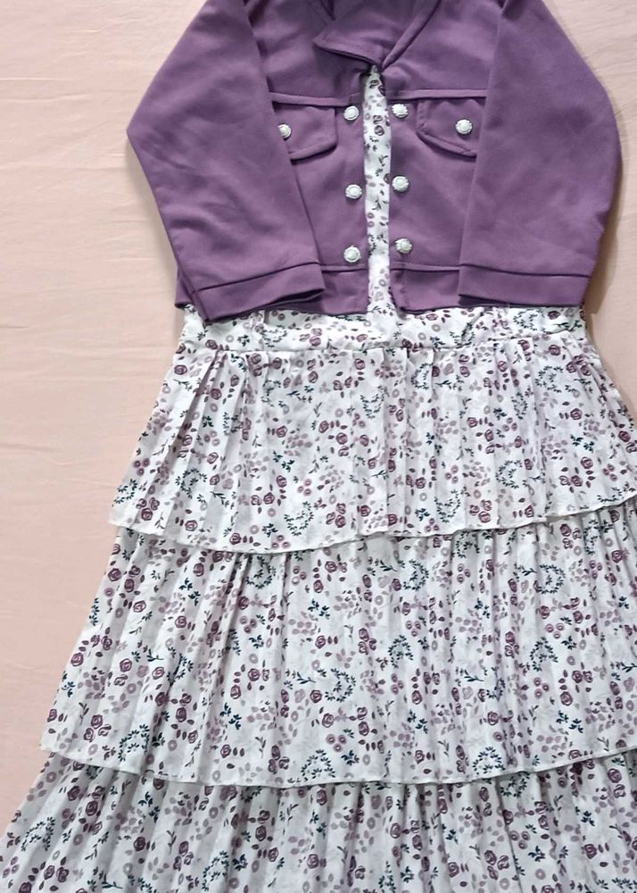 Girls Tiered Floral Dress with Jacket