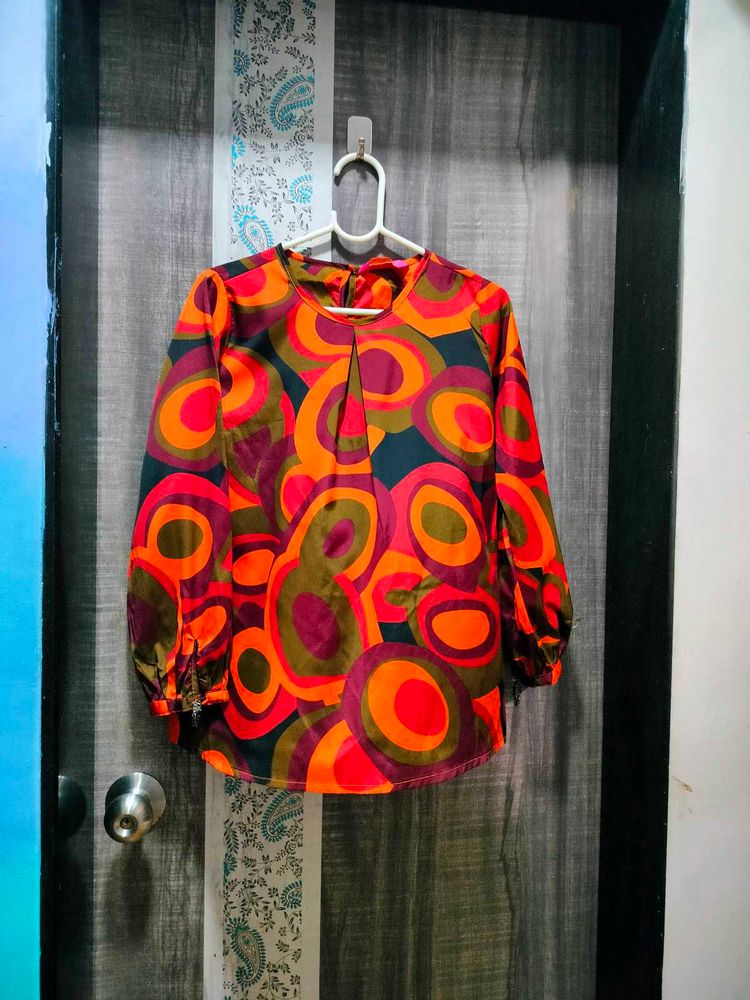 Colourful Retro-print Ladies Top