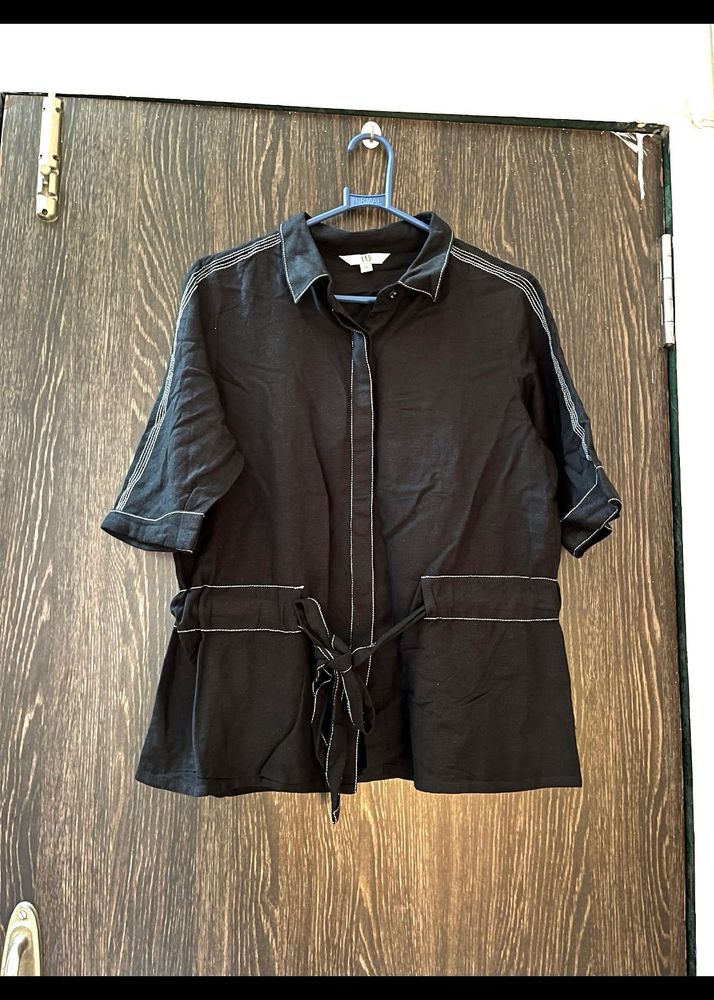 AND Stylish Black Collared Shirt