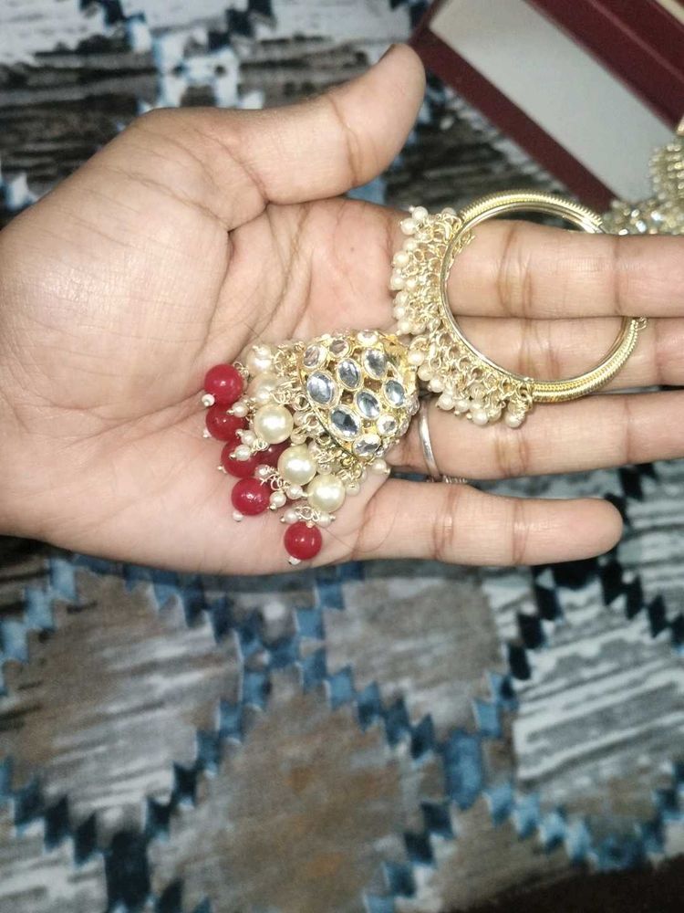 Pearl &amp; Stone Hoop Earrings