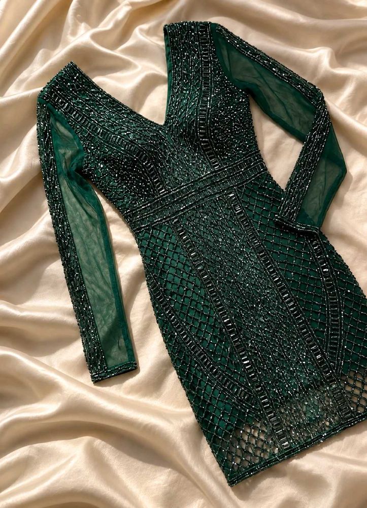 Emerald Green Sequin Bodycon Mini Dress FIX Price