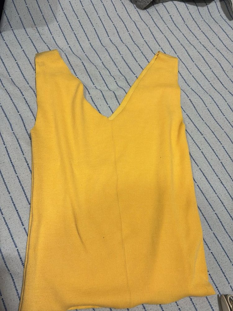 Yellow Sleeveless Tank Top