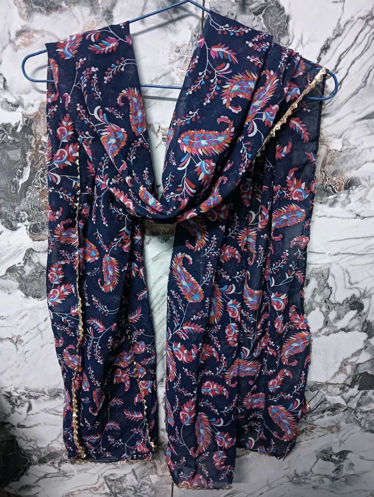 Navy Blue Paisley👗 Print Dupatta