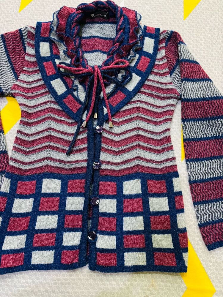 Vintage Patterned Knit Cardigan
