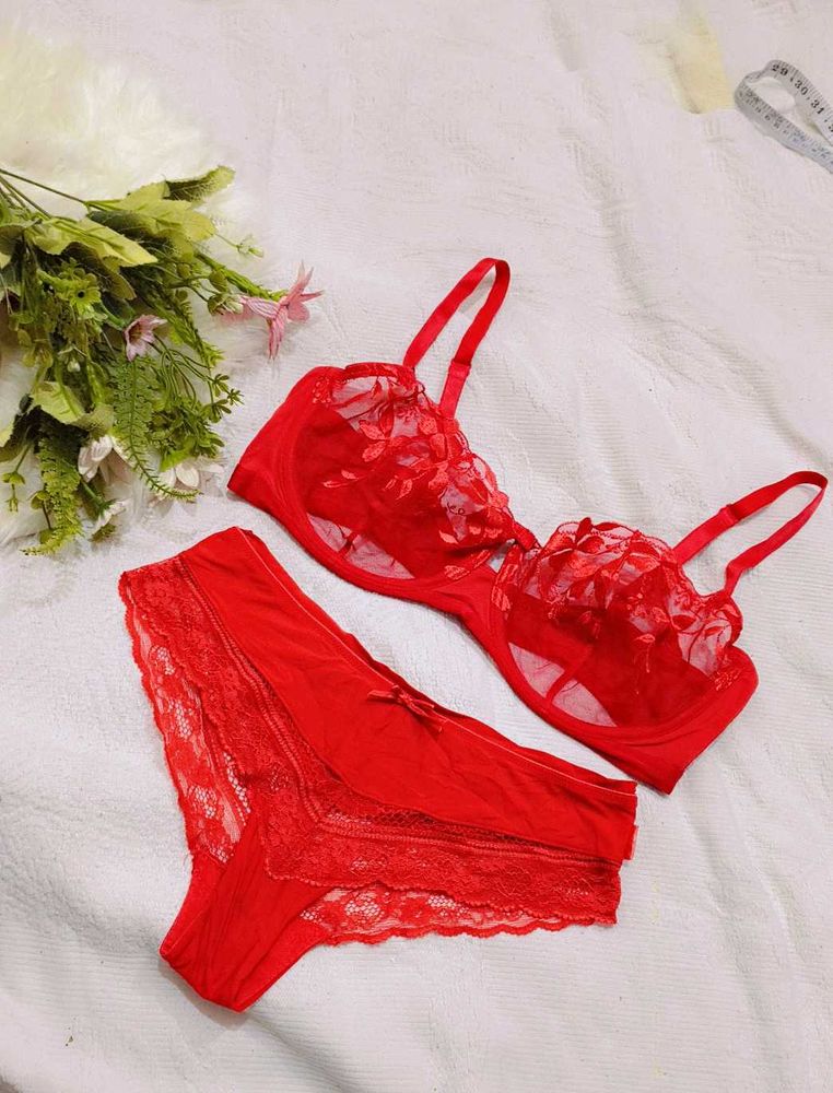 Red Lace sexy bra &amp; Panty Set