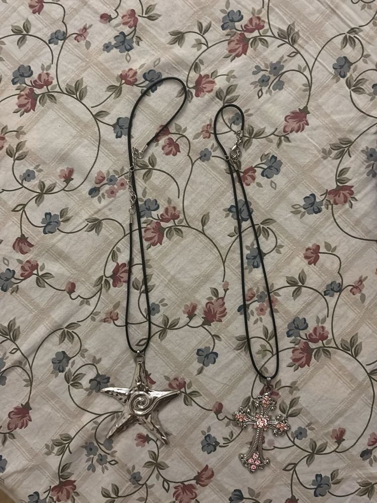 Gothic Pentagram &amp; Crystal Cross Necklaces