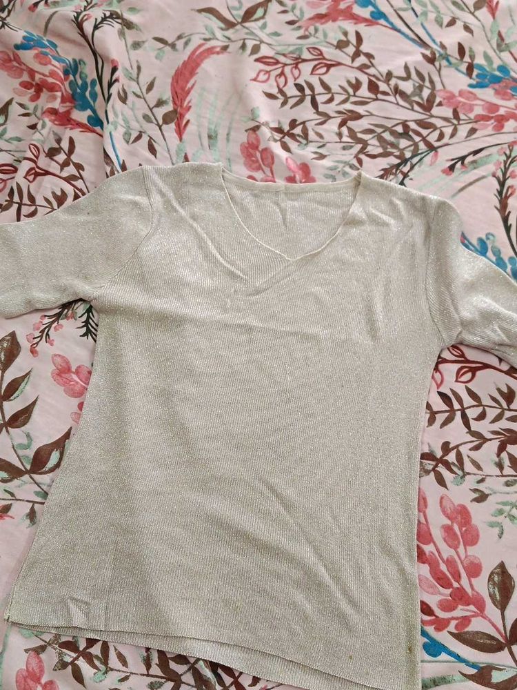 Sparkly V-Neck Sweater Top
