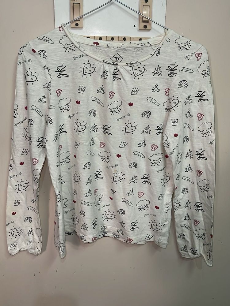 Cute Graphic Print Long Sleeve Top