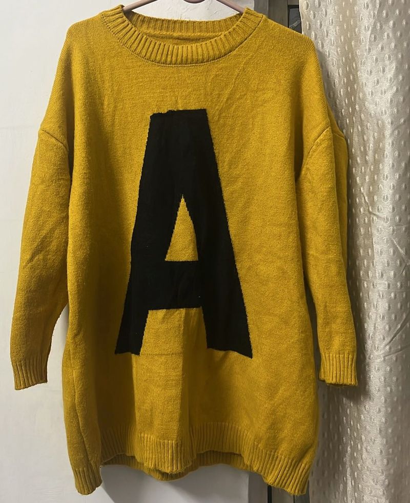 Yellow Knit 'A' Sweater Dress