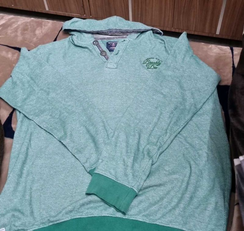 Green Hoodie with Embroidered Logo