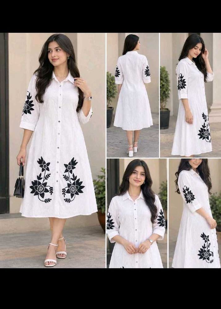 Stylish White Kurta with Black Embroidery