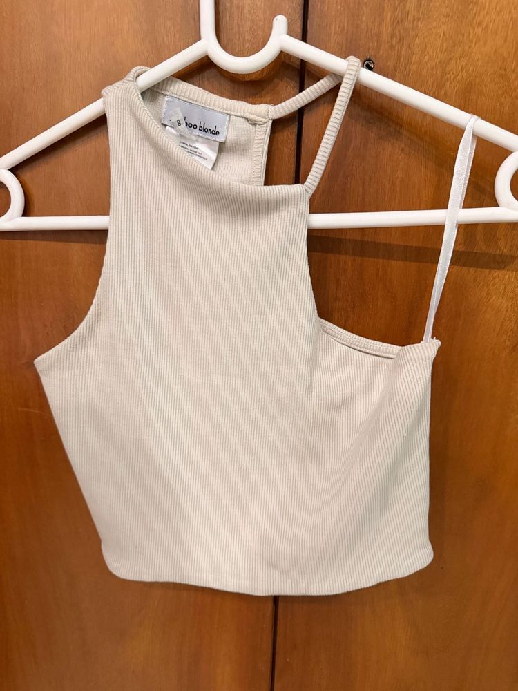 Ribbed Asymmetrical Crop Top