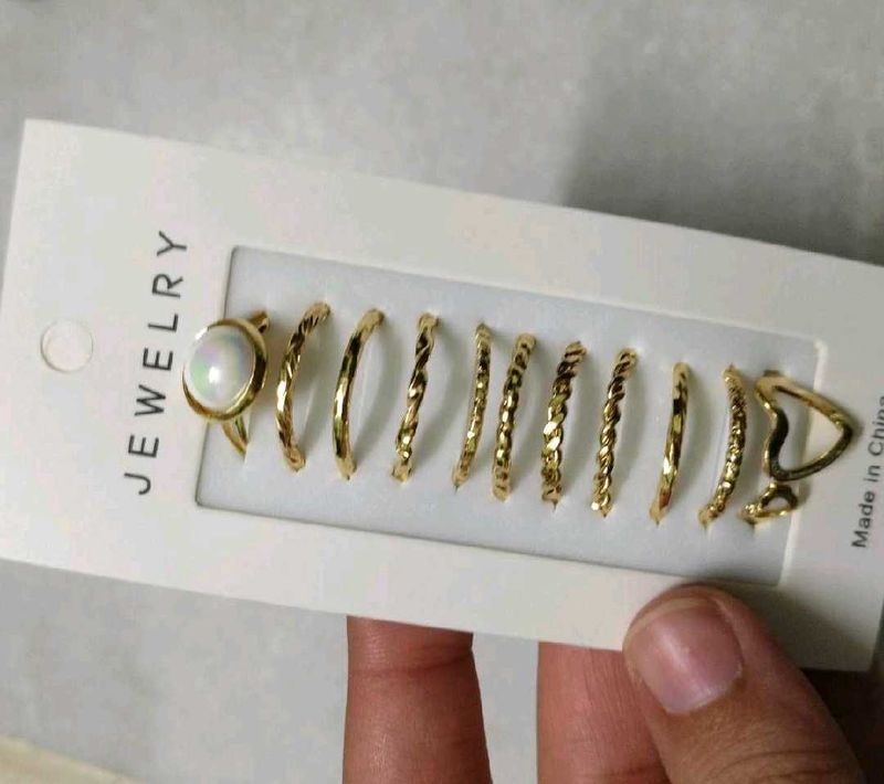 Set of 10 Anti tarnish Rings