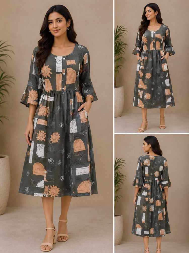 Stylish Printed frock Midi Dress