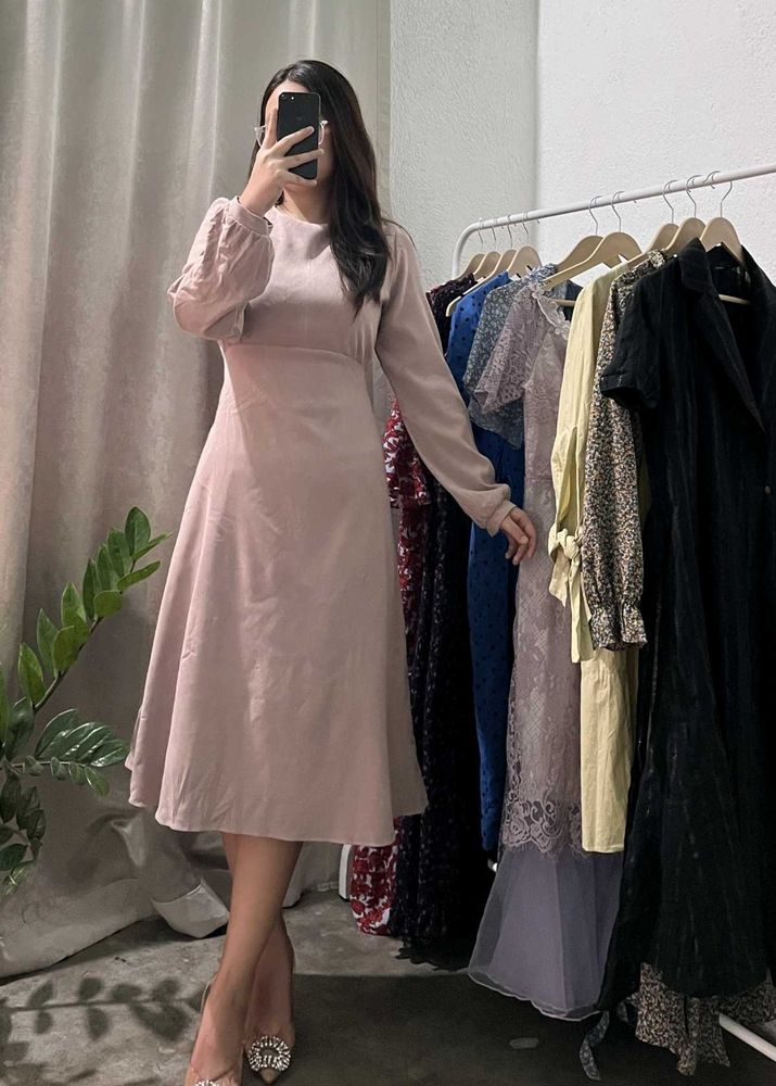Elegant Nude Midi Dress