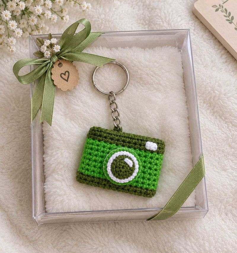 Handmade Crochet Camera Keychain