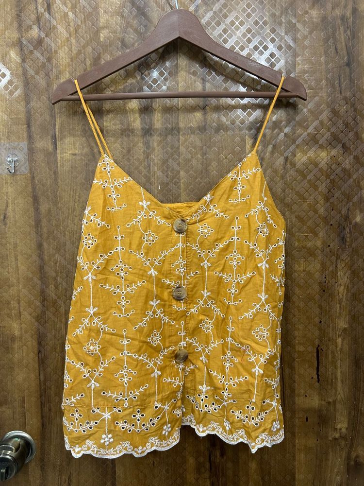 Mustard Yellow Eyelet Cami Top(Brand new)