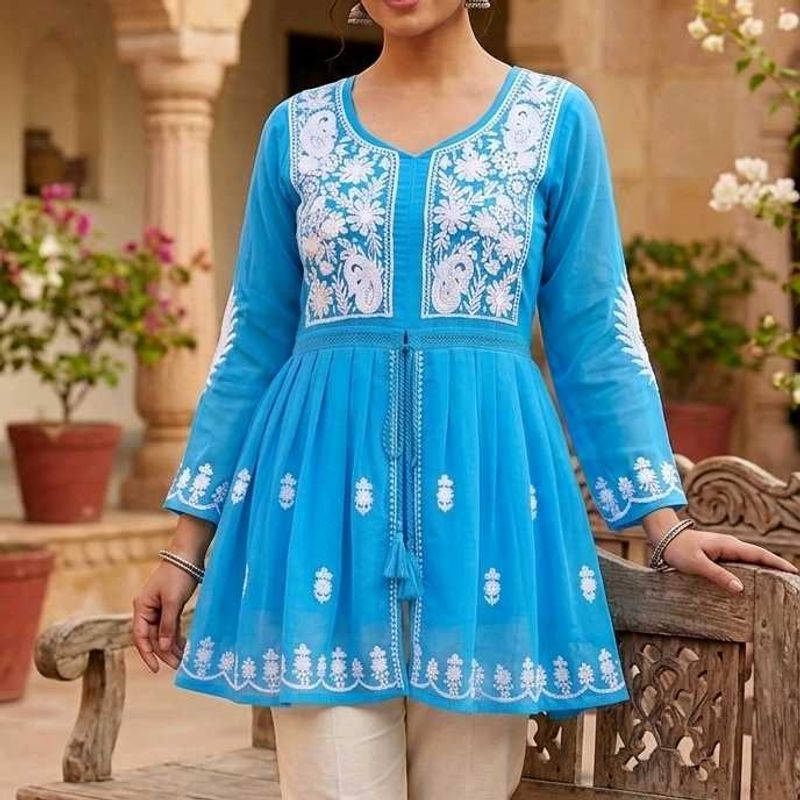 Blue Embroidered Kurta