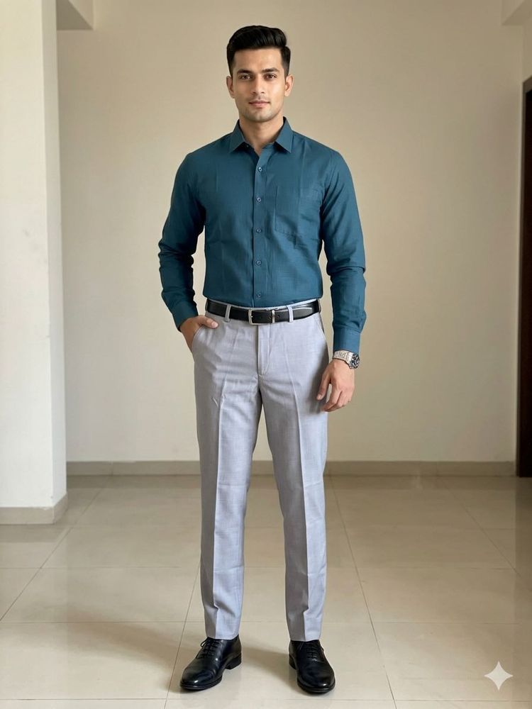 Men's Teal Formal Shirt Pant Set