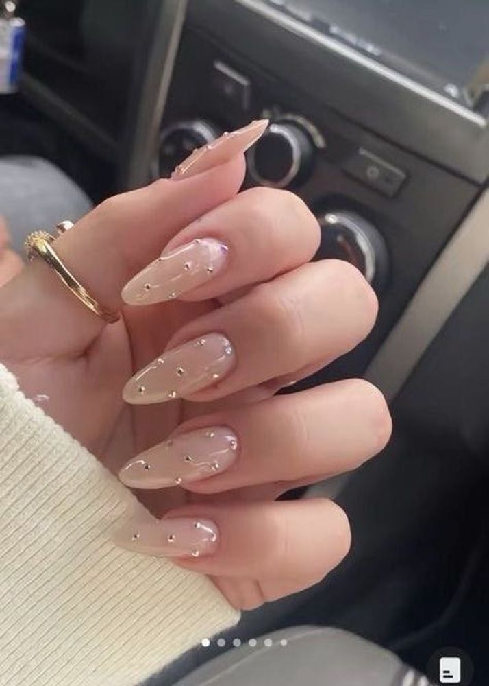 Elegant Rhinestone Almond Nails