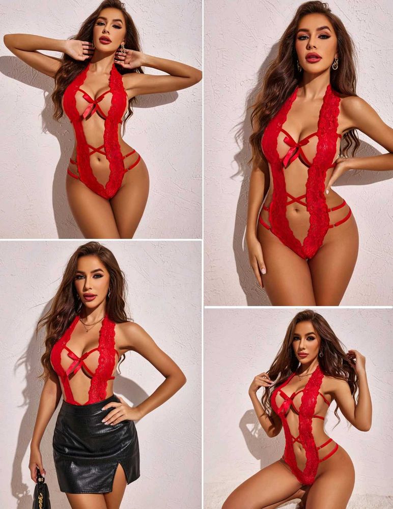 28197. Red Lace Teddy Lingerie