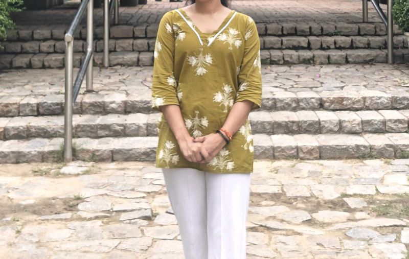 Olive Green Floral Print Kurta