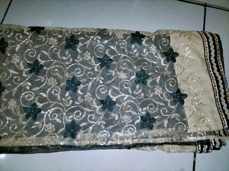Black And Golden Saree