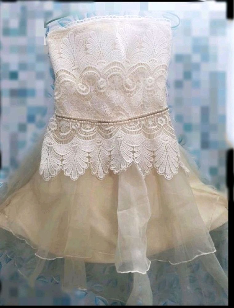 Ivory Pretty Lace And Tull Tube Top