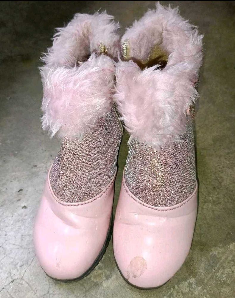 Sparkly Pink Fur Boots