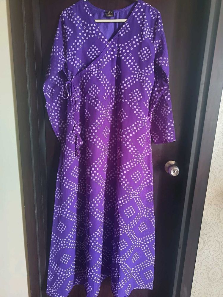 Vibrant Purple Bandhani Print Kurta