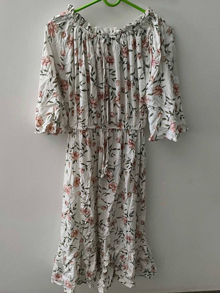 Floral Off-Shoulder Midi Dress