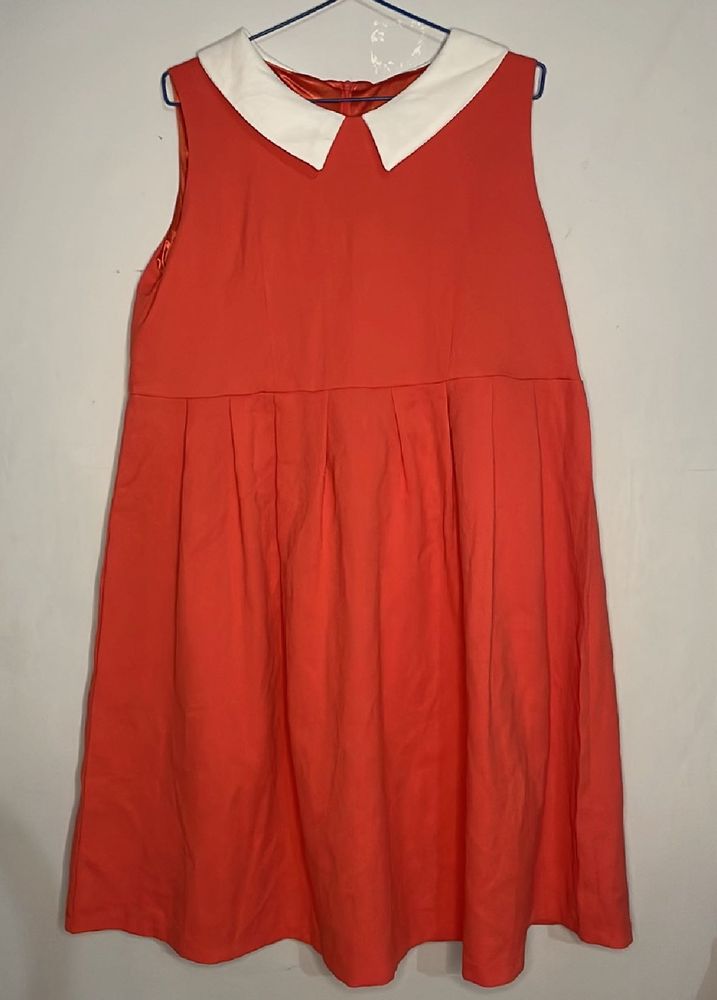 Coral Dress w/ White Collar
