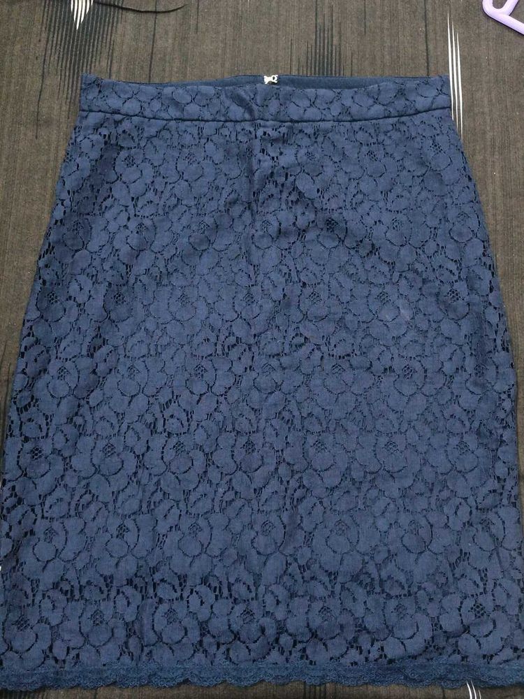 Elegant Navy Lace pencil Skirt