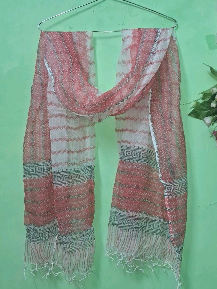 Red &amp; White Patterned Scarf