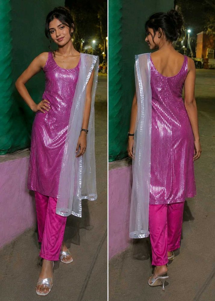 Sparkly Purple Mini kurta set