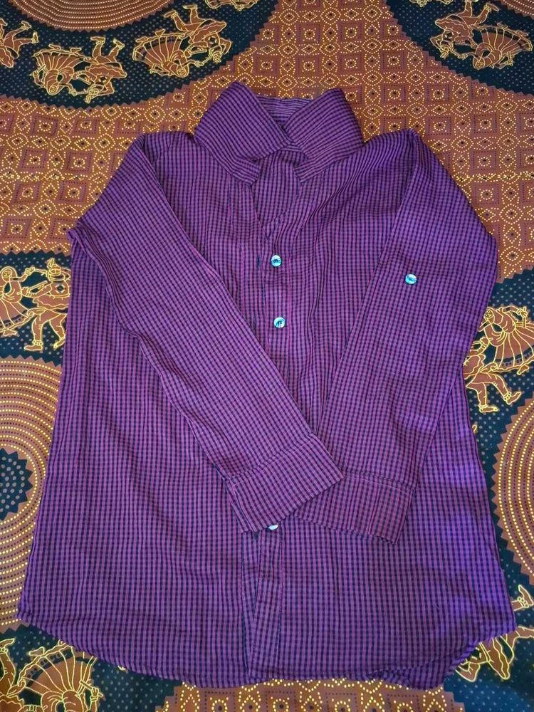 Purple Button-Up Shirt with collar