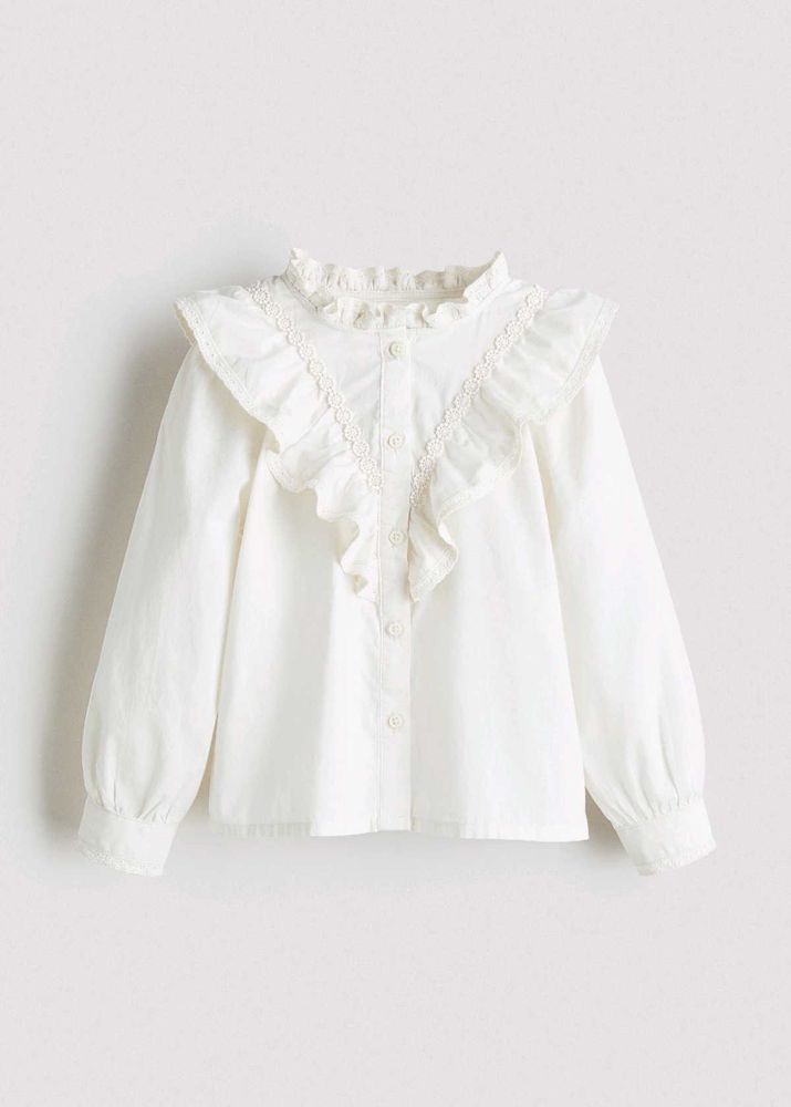 Chic White Ruffled Eyelet Blouse