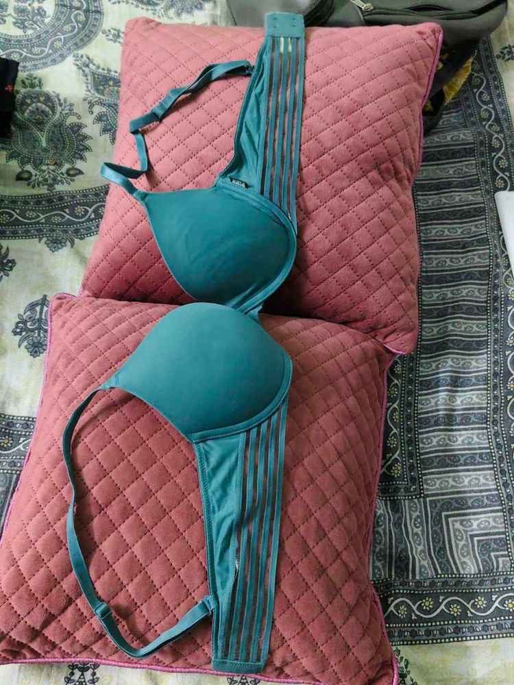 Teal Padded Bra with Strappy Detail
