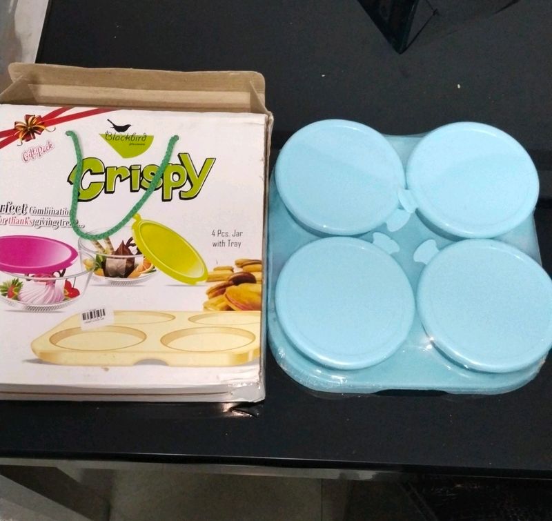 Unique 4 Bowl With Tray Set Unused New