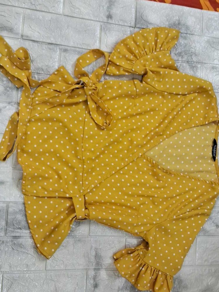 Cute Mustard Polka Dot Top