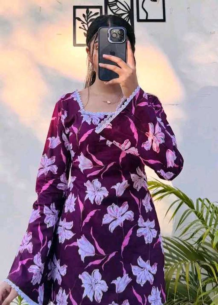 Beautiful Floral Print Kurta-M