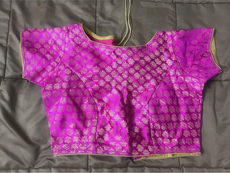 Vibrant Pink Brocade Blouse