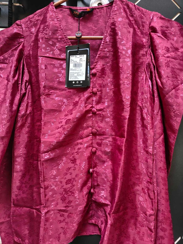 Ruby Bloom Jacquard Button Blouse