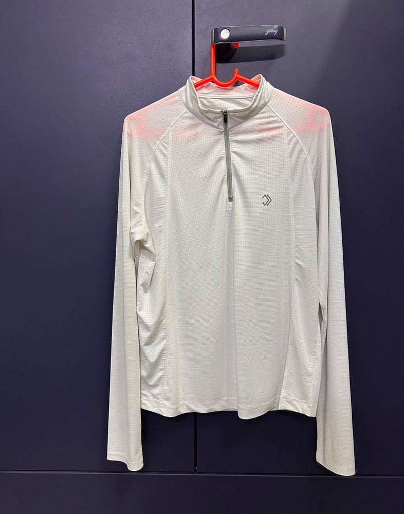 Men's White Half-Zip Pullover Top
