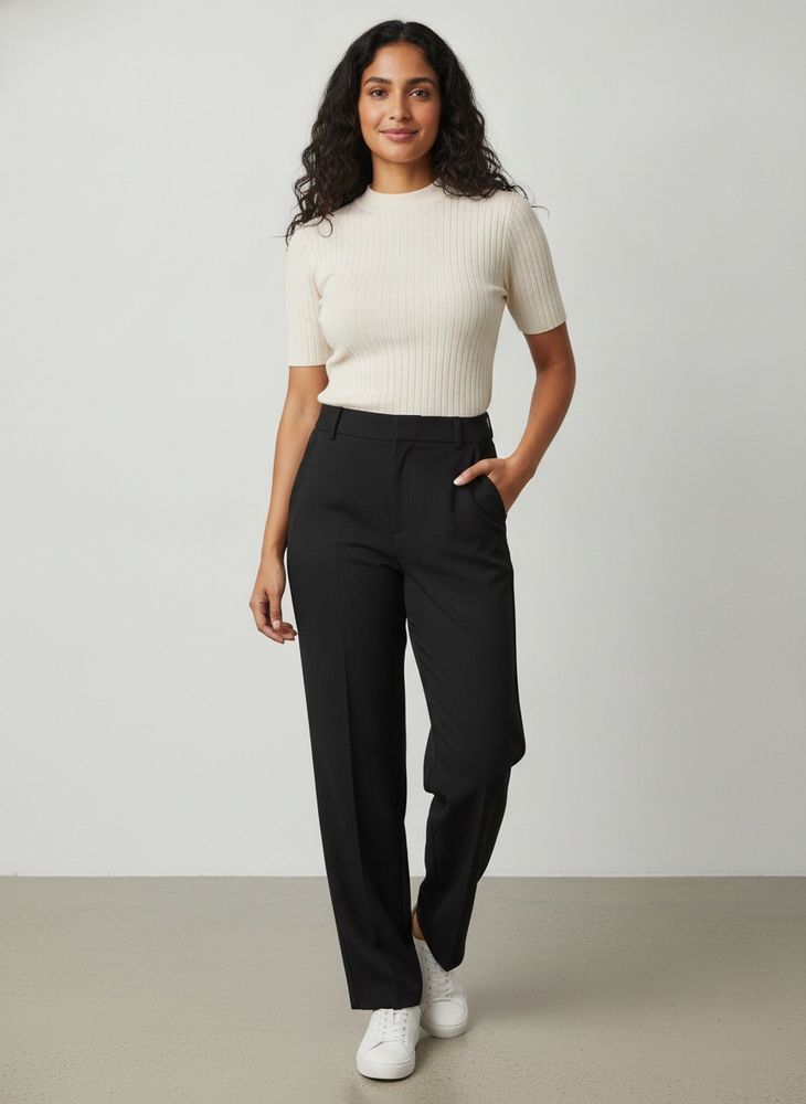Classic High Waist Black Pants